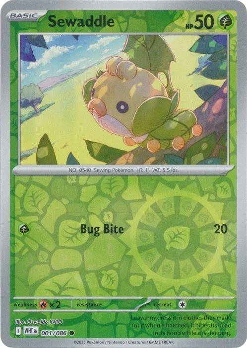 White Flare Sewaddle [Reverse] Pokémon card